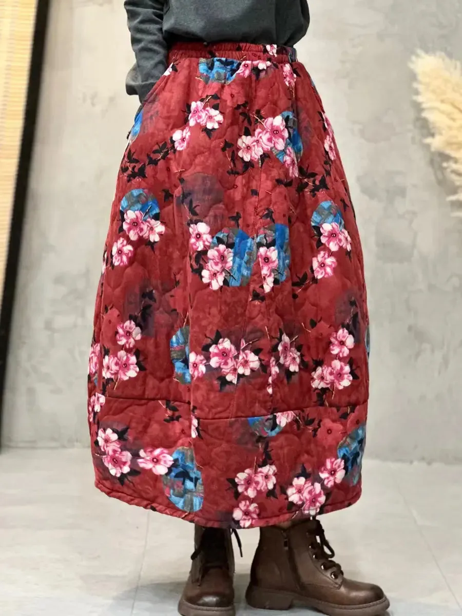 Women Flower A-shape Padded Skirt