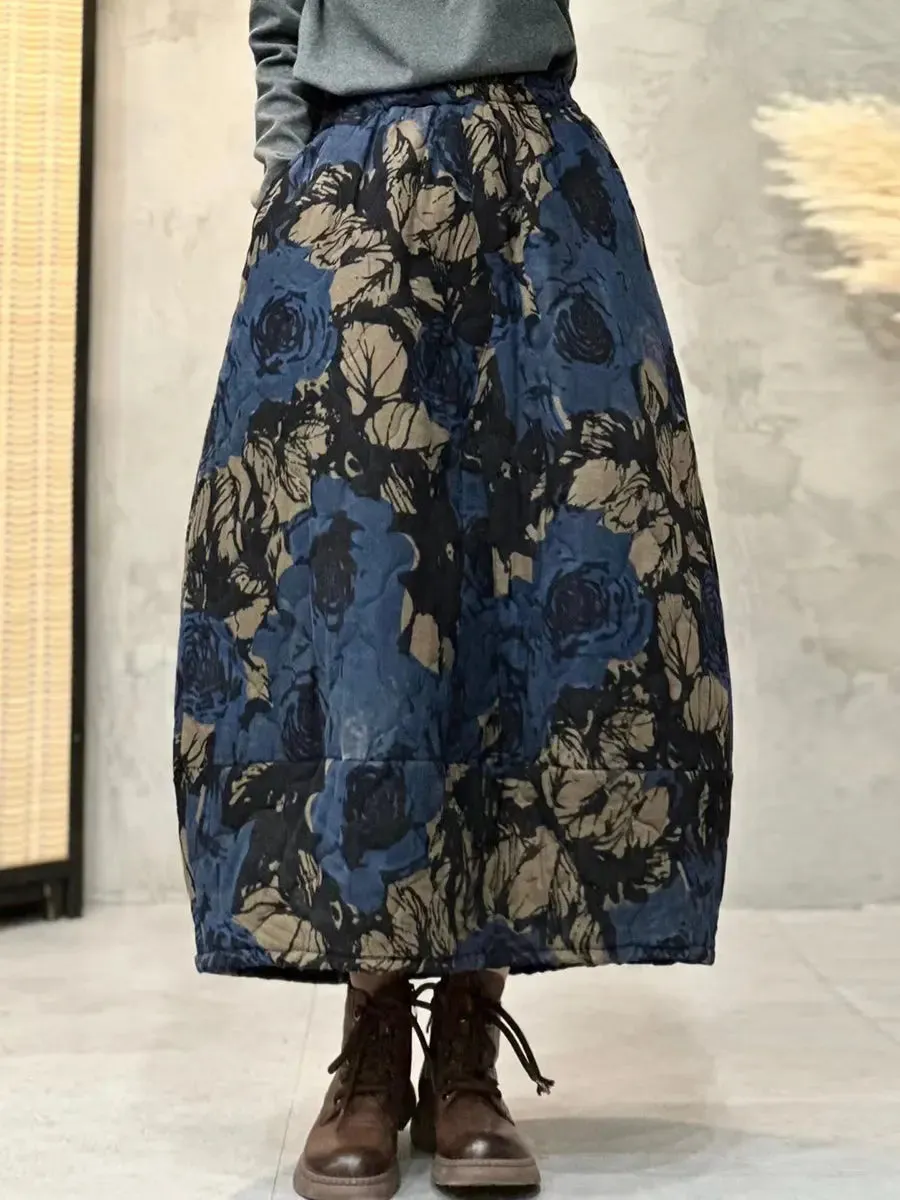 Women Flower A-shape Padded Skirt