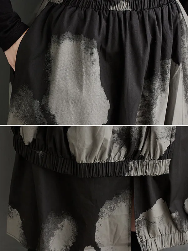 xakxx High Waisted Loose Asymmetric Elasticity Pleated Split-Joint Skirts