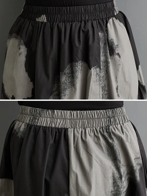 xakxx High Waisted Loose Asymmetric Elasticity Pleated Split-Joint Skirts