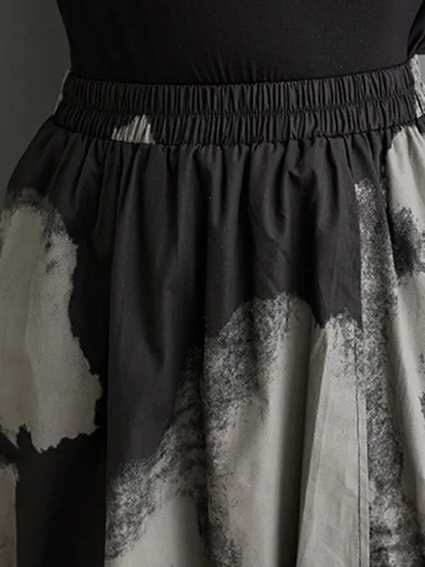 xakxx High Waisted Loose Asymmetric Elasticity Pleated Split-Joint Skirts