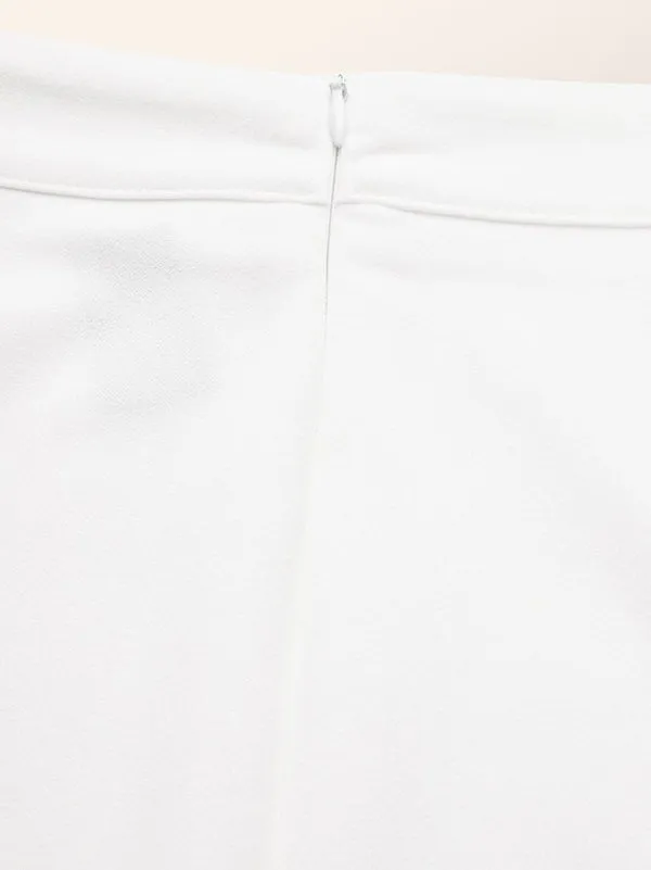 xakxx High Waisted Solid Color Zipper Skirts