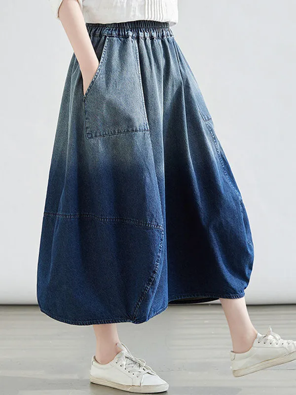 xakxx Loose Elasticity Gradient Skirts