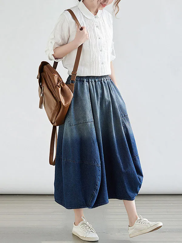 xakxx Loose Elasticity Gradient Skirts