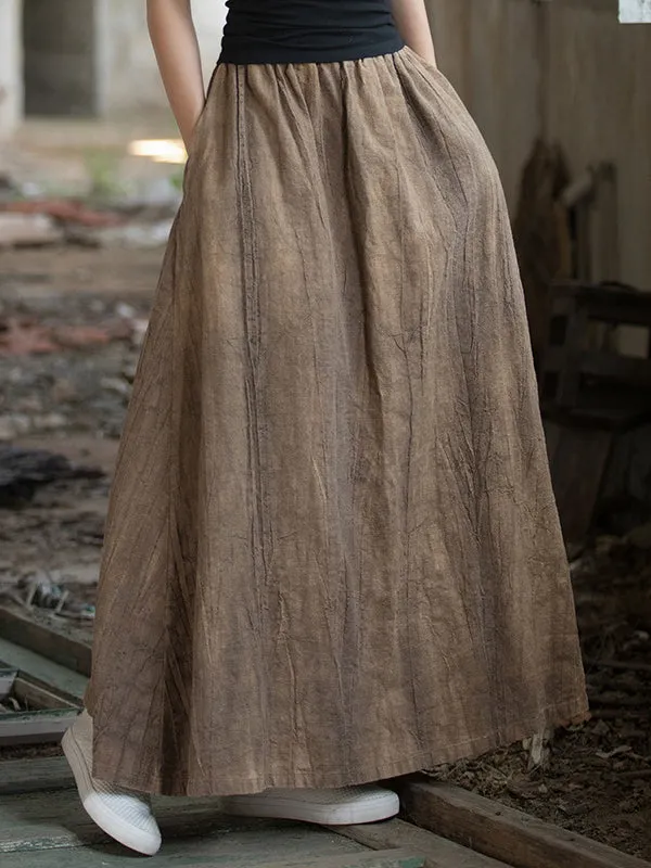 xakxx Loose Elasticity Pockets Tie-Dyed Skirts Bottoms