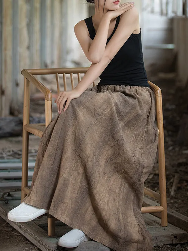 xakxx Loose Elasticity Pockets Tie-Dyed Skirts Bottoms