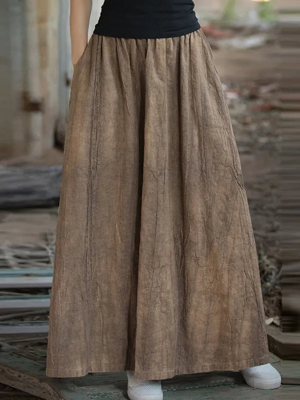 xakxx Loose Elasticity Pockets Tie-Dyed Skirts Bottoms