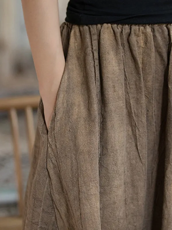 xakxx Loose Elasticity Pockets Tie-Dyed Skirts Bottoms