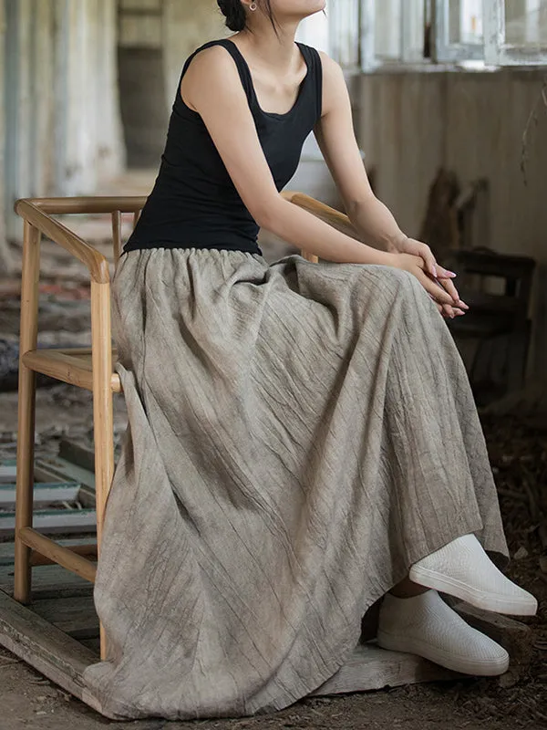 xakxx Loose Elasticity Pockets Tie-Dyed Skirts Bottoms