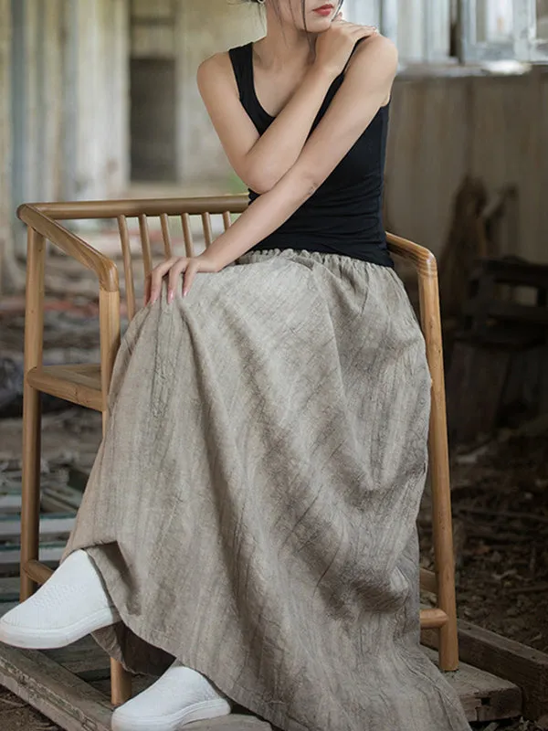 xakxx Loose Elasticity Pockets Tie-Dyed Skirts Bottoms
