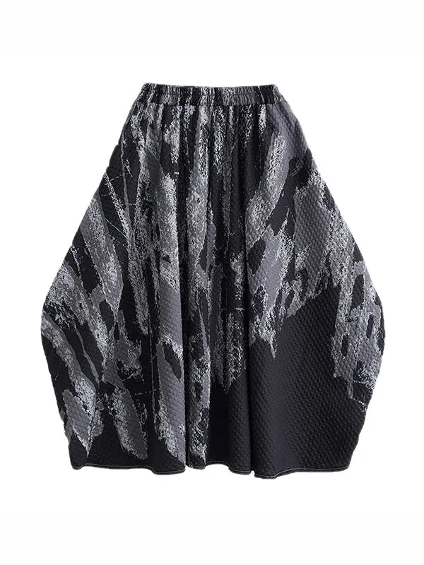 xakxx Loose Elasticity Printed Skirts Bottoms