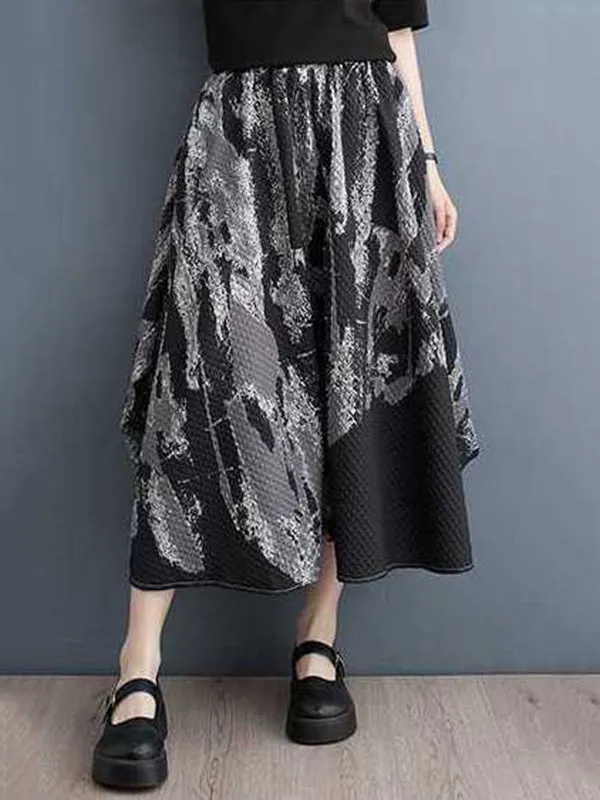 xakxx Loose Elasticity Printed Skirts Bottoms