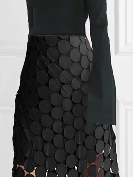 xakxx Loose Hollow Polka-Dot Solid Color Skirts Bottoms