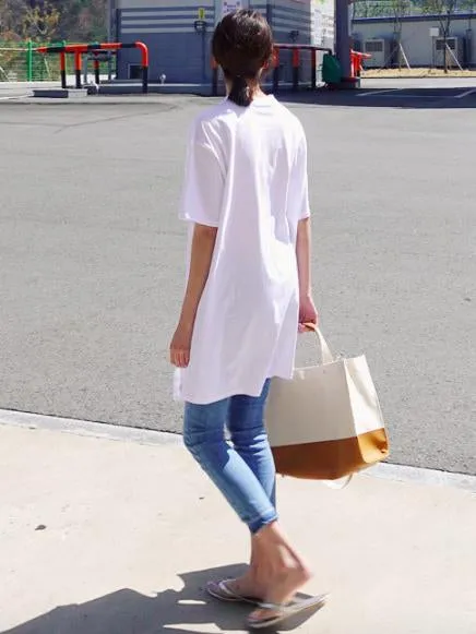 xakxx Solid Loose Simple Split-Front T-Shirt Top