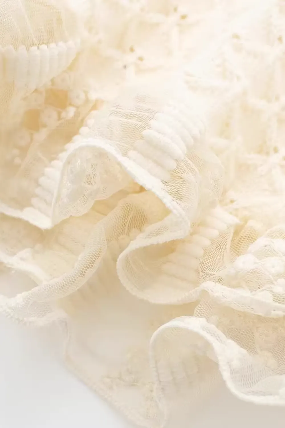'Yolanda' Lace Ruffled Knitted Cardigan