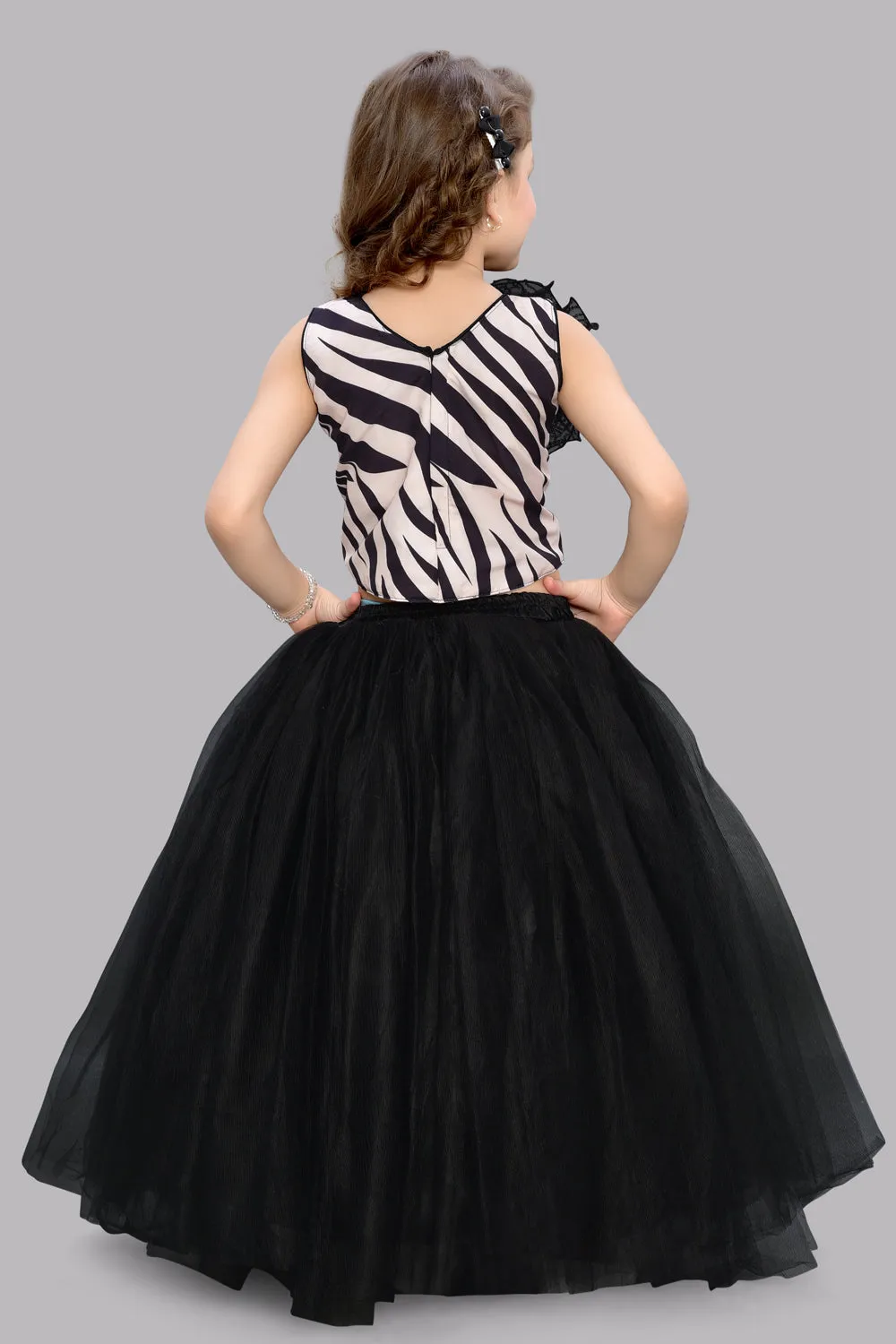 Zebra Printed  Top with Tulle Skirt